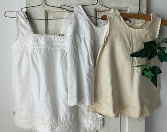 Choice 1 Girls Slip Childs Pintucks Eyelet Fabric White Cotton Wool Petticoat Size 1? Vintage Antique Clothing
