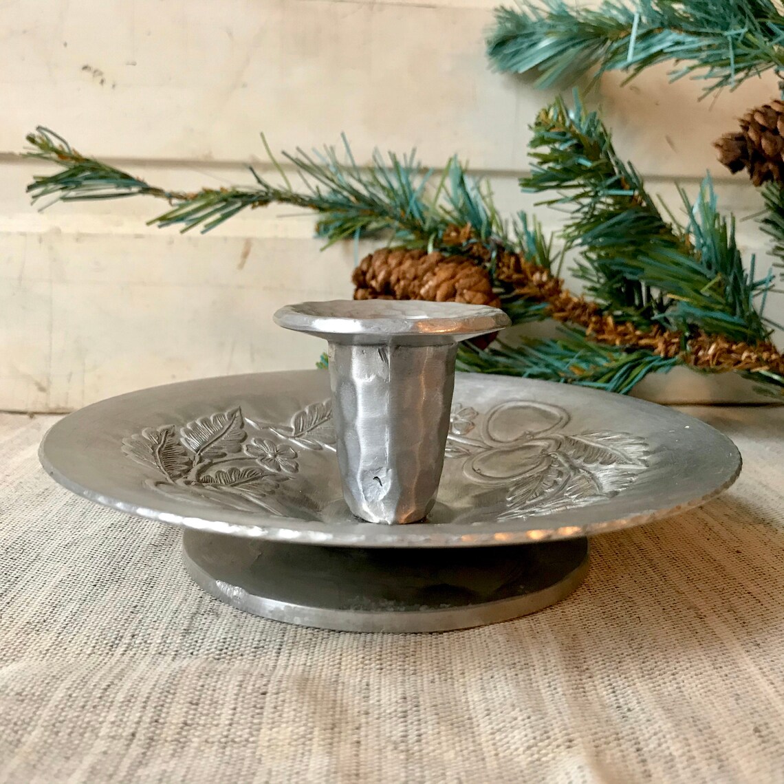 Pair Aluminum Candle Holders Everlast Hammered Candlesticks Etsy