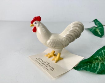 Miniature Chicken Figurine Hagen-Renaker Inc White Porcelain Leghorn Vintage Decor