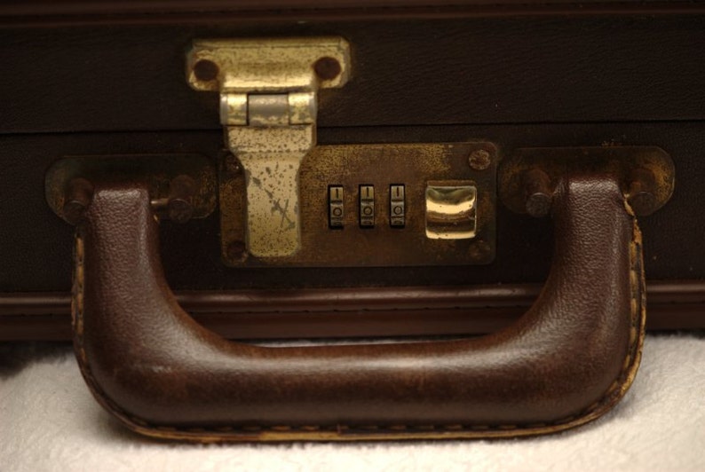 Leather Briefcase Portfolio Case Presto Combination Lock Etsy