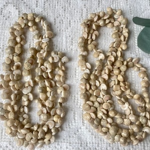 2 Seashell Necklaces Boho Wedding Leis Hawaiian?  19" Strands Tiny Shells Beach Vintage Jewelry at Quilted Nest
