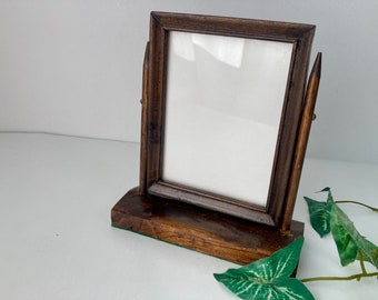 Wooden Swing Tilt Picture Frame Small Mission Style Approx 3 1/2 x 5" Vintage Decor