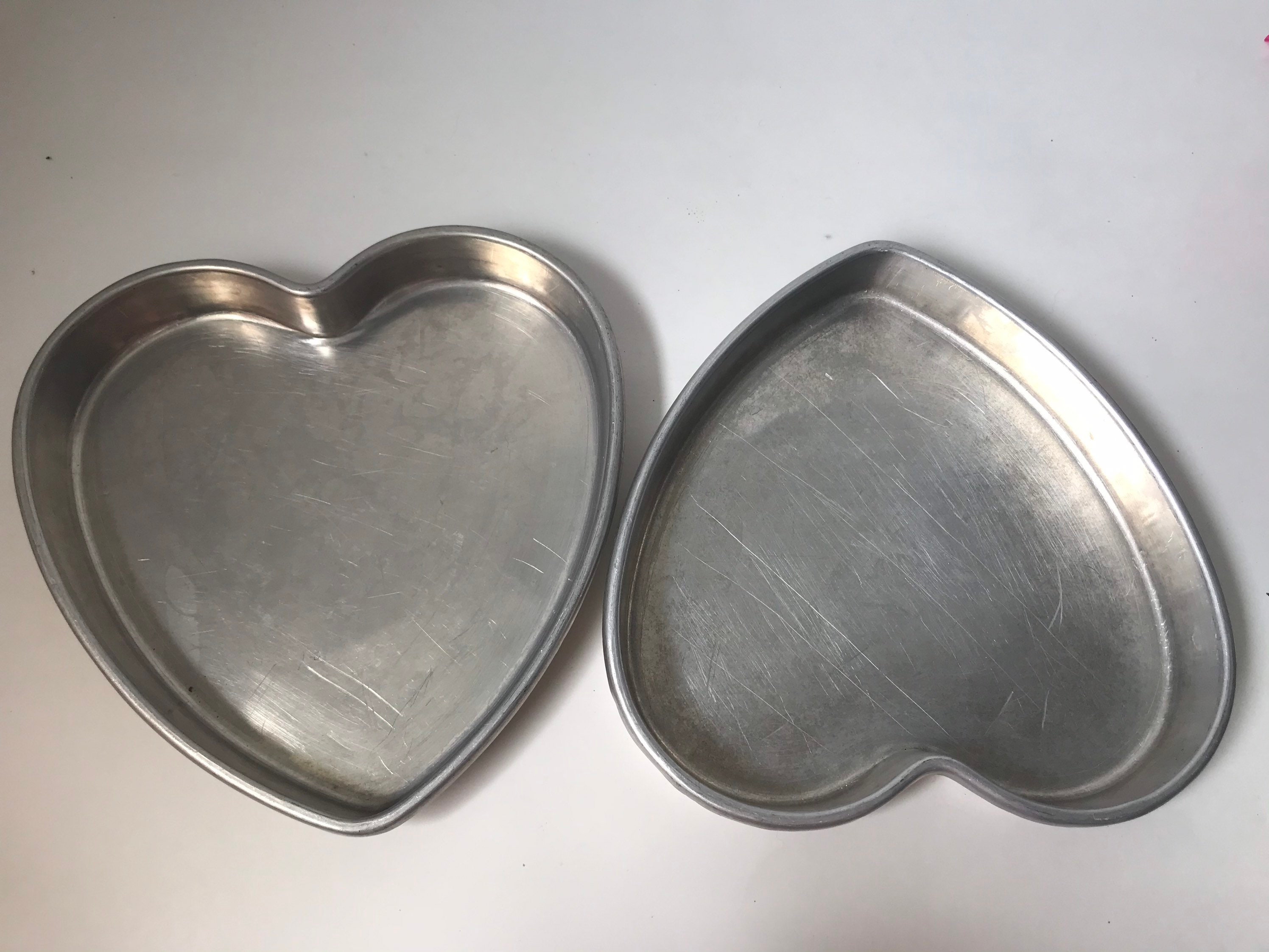 2 Heart Shaped Cake Pans Aluminum Pair Set Vintage at Quilted Etsy