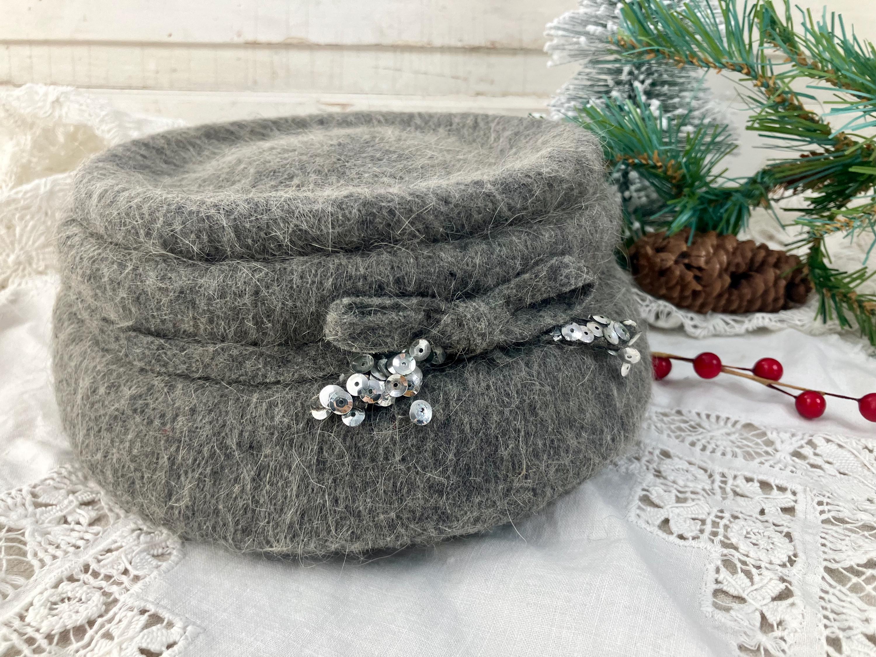 1940s/50s Grey Wool Hat with Beading 1940s Winter Hat - Etsy main image 2