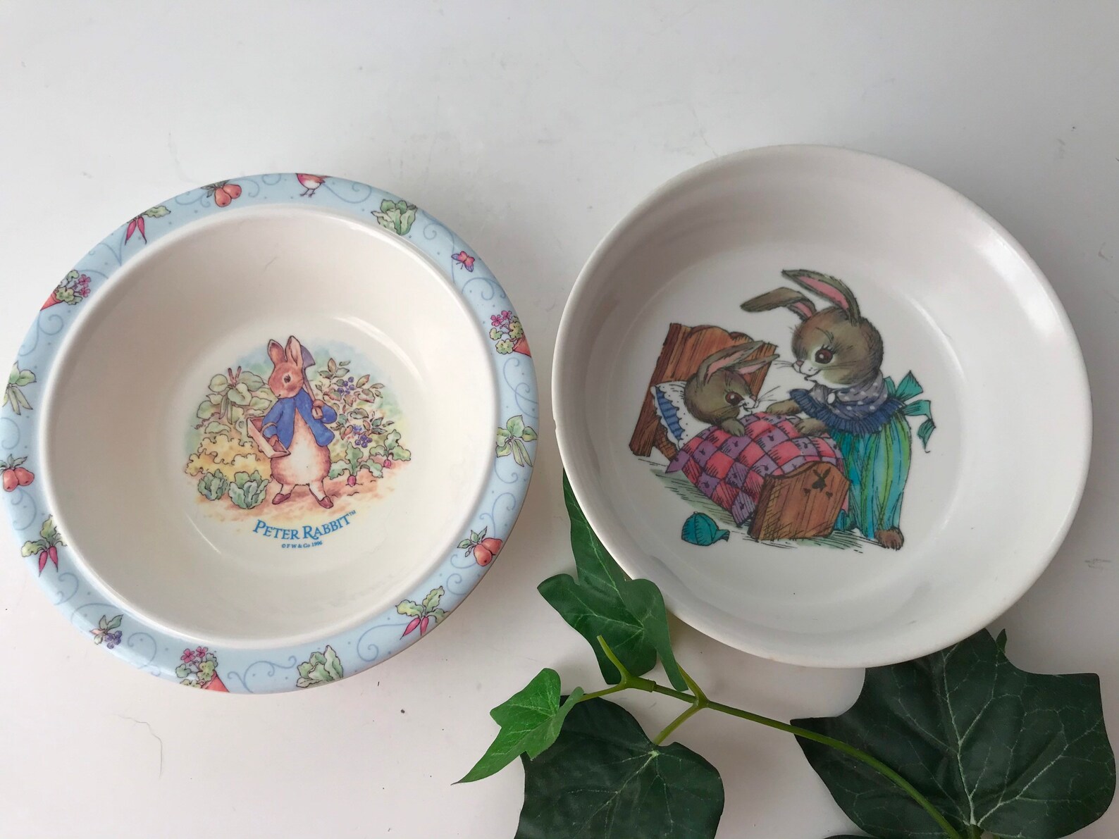 2 Peter Rabbit Bowls Childrens Cereal Vintage at Quilted Nest Etsy
