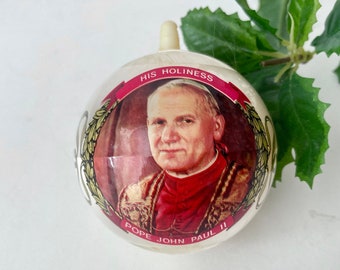 Pope John Paul II Ornament Satin Thread Ball Christmas 1979 Bradford Novelty Co. Vintage Decor