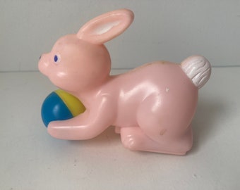 Friction Pink Rabbit with Ball Toy Playful Pet Easter Unlimited Orig Box As Is Hong Kong Vintage Decor at Quilted Nest