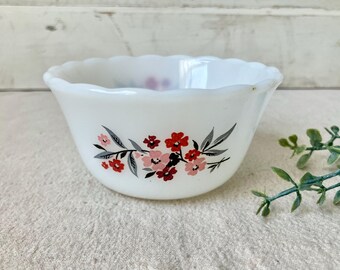 Vintage Fire-king Milk Glass Snack Set, Primrose Floral, 1960s