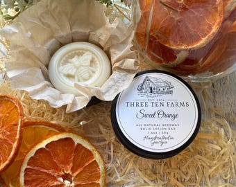 Handmade Sweet Orange Beeswax Lotion Bar | Natural Moisturizer