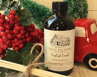 Winter / Christmas "FROSTED FOREST" Fragrance 4oz Reed Diffuser | Home Fragrance | Wood Reed Diffuser | Phthalate Free | Room Diffuser