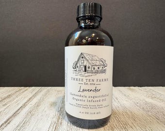 Lavender Oil | Herbal Oil | Lavender Infused Oil | Organic Lavender | 4oz Amber Glass Bottle | Small Batch Infused Oil