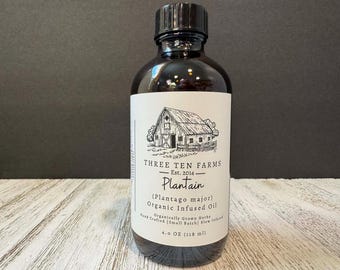 Plantain Oil | Herbal Oil | Plantain Infused Oil | Organic Plantain| 4oz Amber Glass Bottle | Small Batch Infused Oil