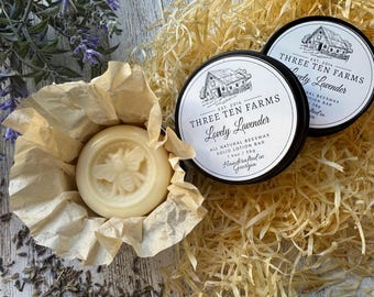 Handmade Beeswax Lotion Bar (LAVENDER) | All Natural | Solid Lotion Bar | Moisturizer Bar | Shea Butter | Essential Oil | Small Batch | GIFT