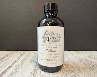 Organic Mullein Oil | Herbal Infusion in Olive Oil (4oz Amber Glass Bottle)