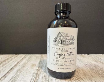 Organic Stinging Nettle Oil | Herbal Infused Oil (4oz Amber Glass Bottle)