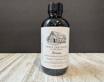 Organic Arnica Infused Oil | Herbal Massage Oil (4oz Amber Glass Bottle)
