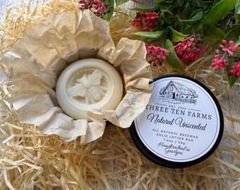 Handmade Unscented Beeswax Lotion Bar | Natural Shea Butter