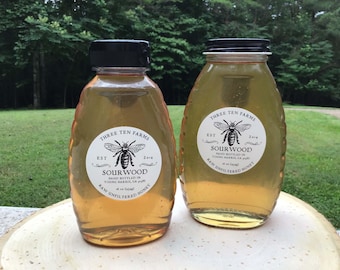 Sourwood Honey | Raw Honey | Unfiltered and Raw Honey | 16oz Jars Sourwood Honey | North Georgia Sourwood Honey | Three Ten Farms Honey