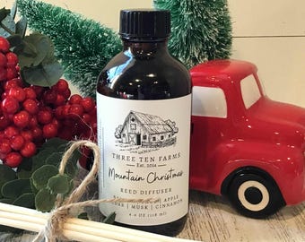 Mountain Christmas Reed Diffuser | Pine, Cinnamon, Orange Zest