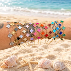 Nyna Clover Armband | Vergoldeter Edelstahl | Zartes Damenarmband | Geschenk für Frauen | Trendiger Schmuck