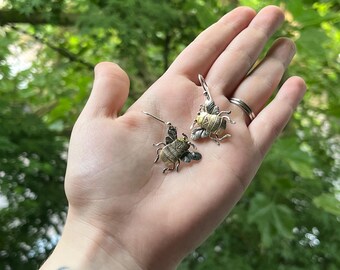 1" Courtney Peterson Sterling Bee Earrings Hand Signed Handmade Sterling Bee Bumblebee Earrings