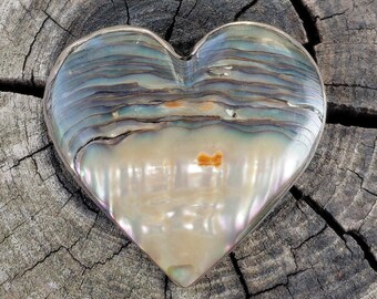 Vintage Abalone Heart Sterling Brooch Sterling Signed Taxco Abalone Brooch Pin