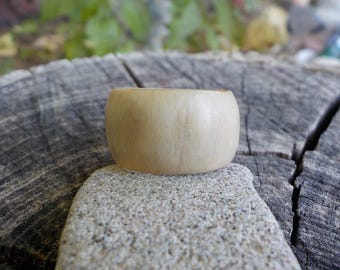 Size 8.75 Elk Deer Antler Ring Hand Carved Deer Antler Ring Extra Wide Band Antler Ring