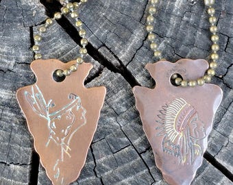 Bell Trading Post Copper Native American Arrowhead Keychain Key Fob or Zipper Pull Route 66 Souvenir price is for one fob