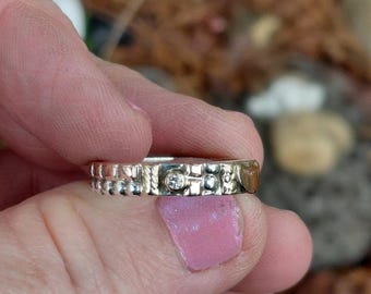 Size 6.75 Celestial Moon Star Quartz 14k Rose Gold Sterling Ring Crescent Moon and Star Ring Stackable Ring