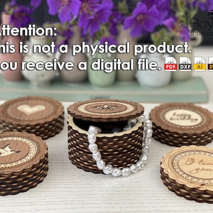 Coffret cadeau, fichiers découpés au laser, boîte à bijoux avec couvercle, boîte de rangement, vecteur, svg ai pdf dxf, pour bois