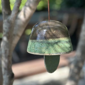 Ceramic Handmade Wind Chime Garden Brown and Green