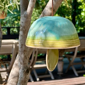 Porcelain Handmade Wind Chime Garden Bell Blue and Green