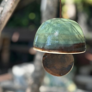 Ceramic Handmade Wind Chime Garden Bell Green and Brown