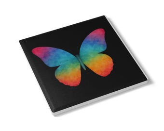 Vibrant Butterfly Decorative Coaster, Colorful Home Decor, Gift for Nature Lovers, Boho Style Coaster