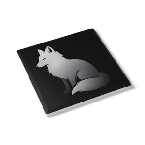 Elegant Arctic Fox Ceramic Coaster, Home Decor Gift, Rustic Kitchen Accessories, Unique Animal Design, Coffee Table Decor, Housewarming Gift