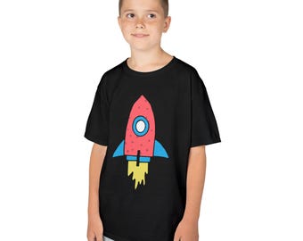 カラフルなロケット柄キッズTシャツ｜宇宙冒険Tシャツ