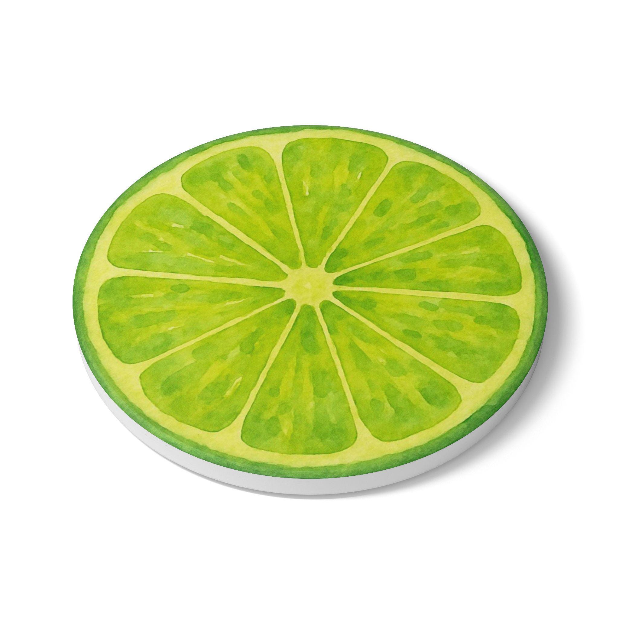 Lime Slice Ceramic Coaster | Watercolor Kitchen Decor - Etsy