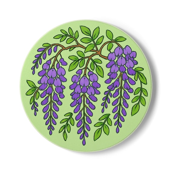 Glyzinien-Blumenuntersetzer, Cottagecore-Getränkeuntersetzer, 4