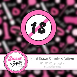 Hand Drawn BDSM Bondage Adult Kinky Sextoy Themed Seamless Surface Pattern Digital Papers 300 DPI PNG File Instant Download Vinyl Fabric