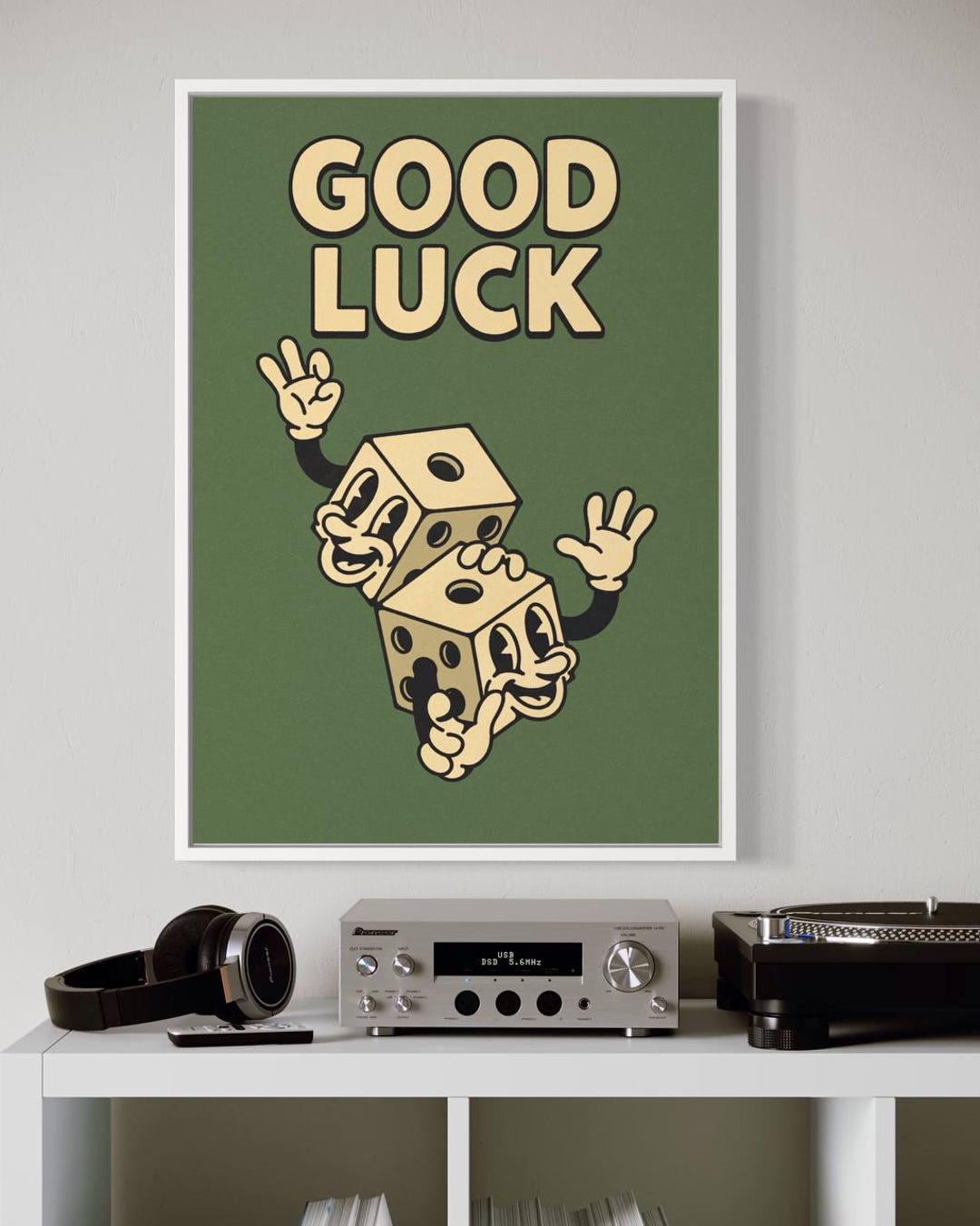 Digital Poster Vintage Good Luck Print – Retro Dice Wall Decor, Old ...