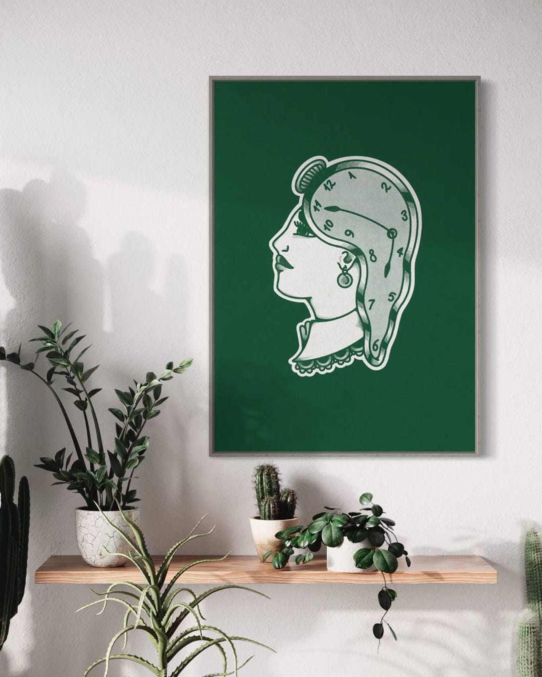 Clock Head Woman – Surreal Tattoo Design - Etsy