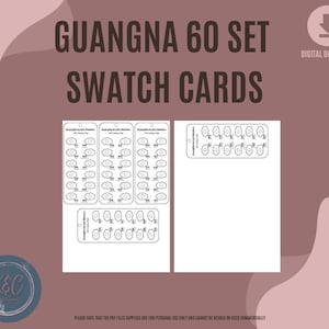 Könnte beinhalten: Schwarz-weiße, druckbare Farbkarten für einen Satz von 60 Acrylmarkern. Die Karten sind mit "Guangna Acrylic Markers 60 Colour Set" beschriftet.