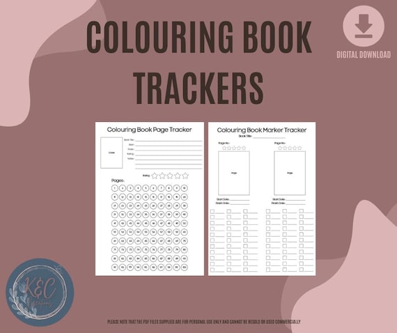 Colouring Book Page and Marker Tracker - Digital PDF Colouring Book Tracker Sheet Marker Sheet Printable Template Instant Download