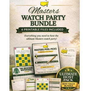Paquete completo de juegos para ver el Masters en grupo: 6 juegos de golf para fiestas (descarga digital)