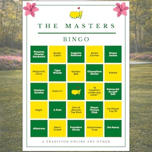 Masters Bingo – Golf Watch Party Game Printable - Instant PDF Download