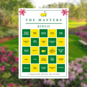 Bingo de Masters: imprimible para ver el golf / Juego inspirado en el Augusta National