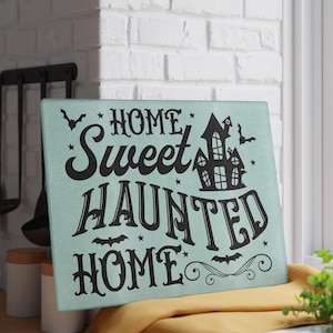Home Sweet Haunted Home Decor, Halloween Glass Cutting Board, Halloween Charcuterie Board, Halloween Kitchen Decor, Hostess Gift
