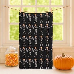 Fun Skeleton Hand Towel, Halloween Hand Towel, Skeleton Kitchen Towel, Skeleton Bath Towel, Spooky Towel, Halloween Hostess Gift