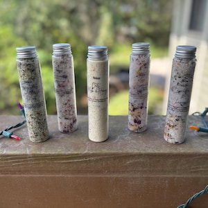 Bath Salt Tubes Natural Bath Salts 110ml - 3.8oz Lavender Chamomile Eucalyptus Mint Bath Salts Calming Soothing Relaxing Salts
