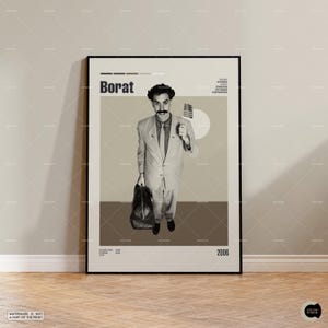 Borat, Retro Movie Poster, Midcentury Modern, Retro Tv Show Poster, Minimal Movie Art, Best Movies of All Time, Custom Movie Poster